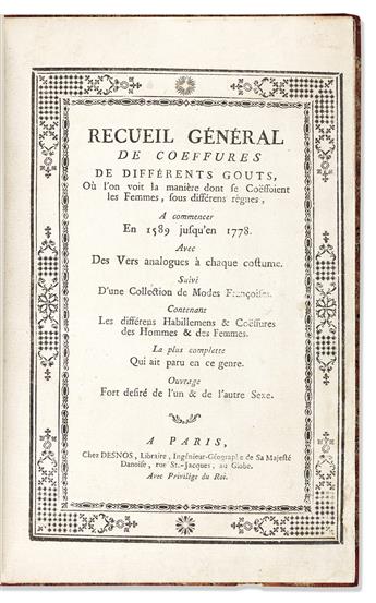 Coiffure & Costume Plates: Louis XVI Era. Recueil Général de Coeffures de Différents Gouts, Où l'on voit la manière dont se Coëffoient